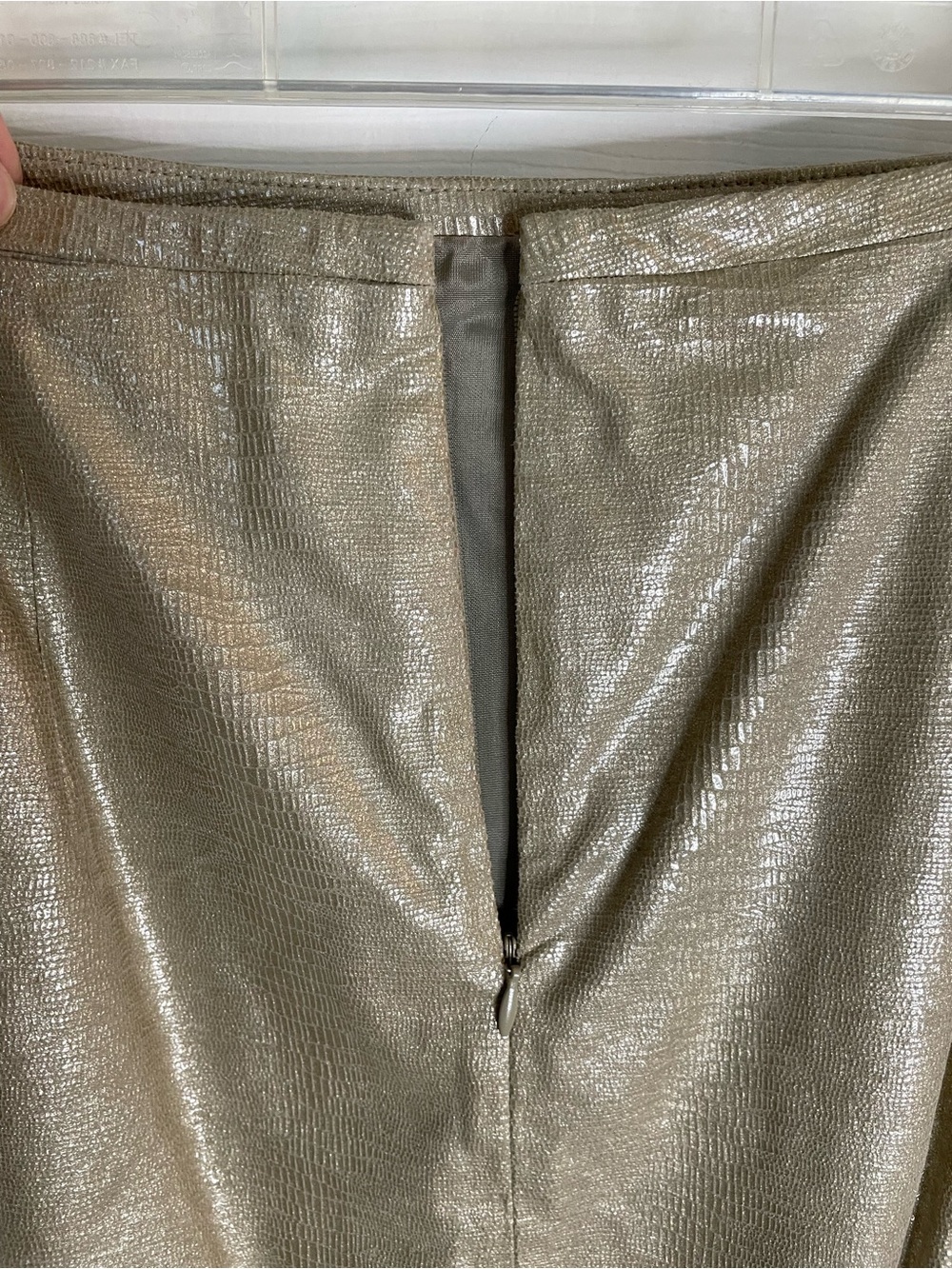 Linda Allard Ellen Tracy Gold Snake Skin Print Leather Pencil Skirt Size 8 - Picture 7 of 8